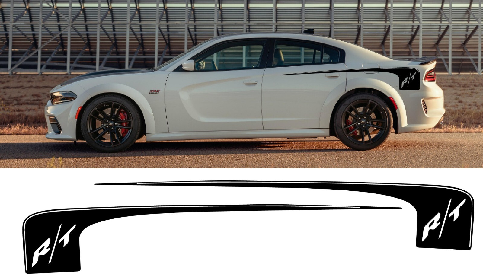 Compatible With Dodge Charger R/T Quarter Panel Side Stripes Decals Both Sides