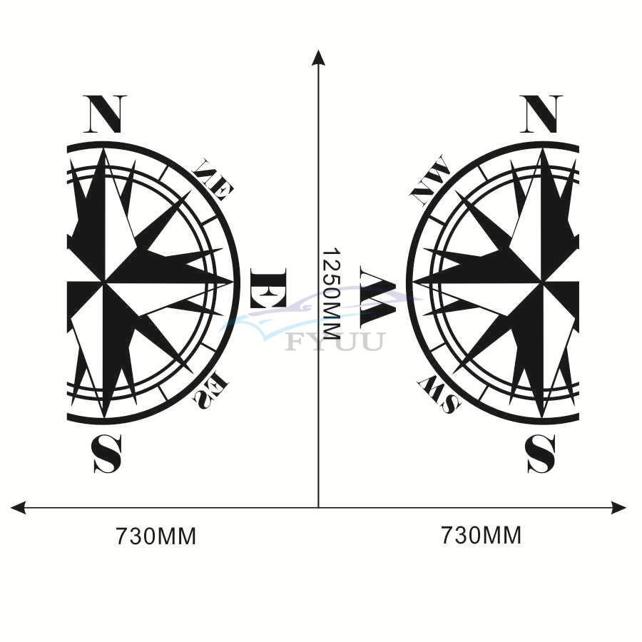 Universal Car Van Trailer Body Vinyl Sticker Compass Totem Decal Black 73x125cm