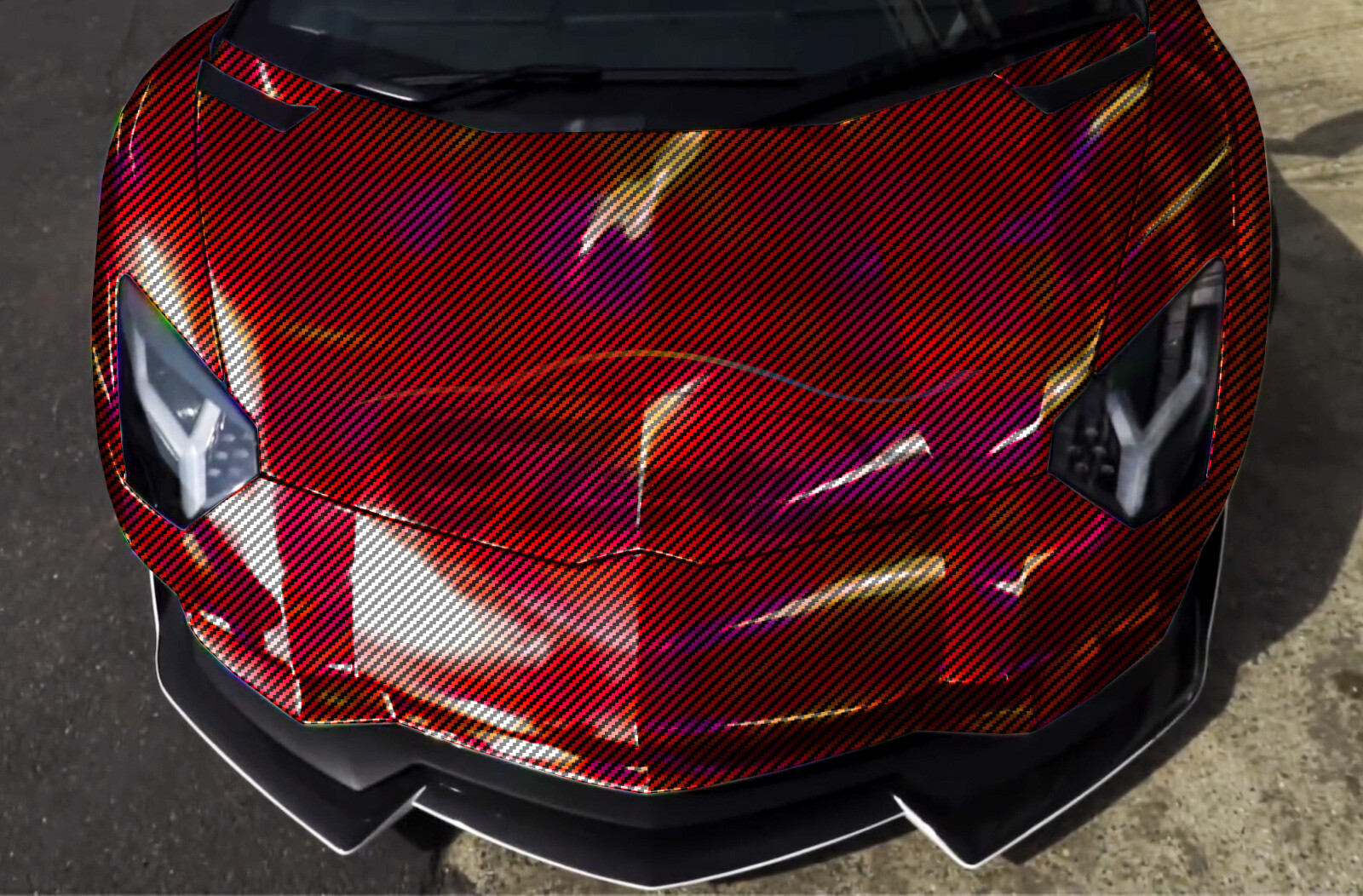 Holographic Carbon Fiber Red Laser Chrome Car Vinyl Wrap Sheet Decal Sticker