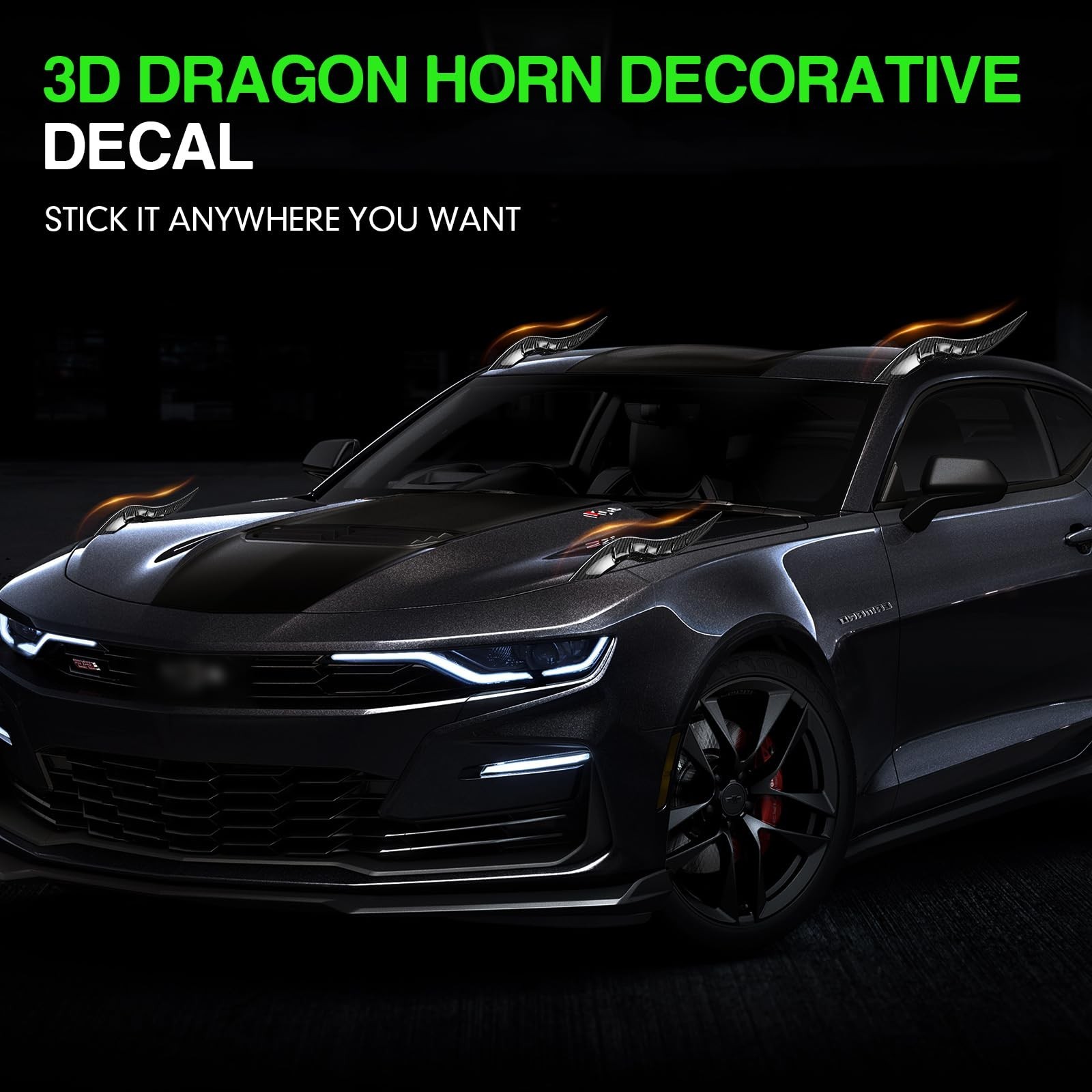 2PCS 3D Dragon Horn Car Roof Decal – Creative Devil Horns for SUV, Sedan, Truck