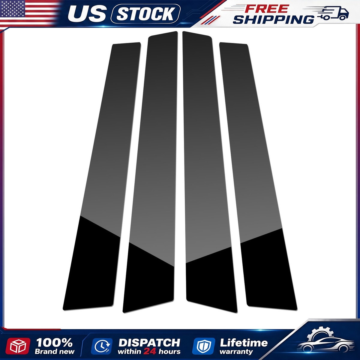 Glossy Black Pillar Posts Fit for Porsche Panamera 2009-2016 4pcs Set Door Trim
