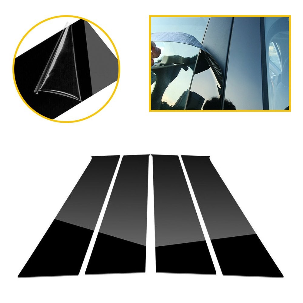 Door Piano Black Pillar Posts for Dodge Ram 09-18 Crew/Quad/Extended EXT Tr J