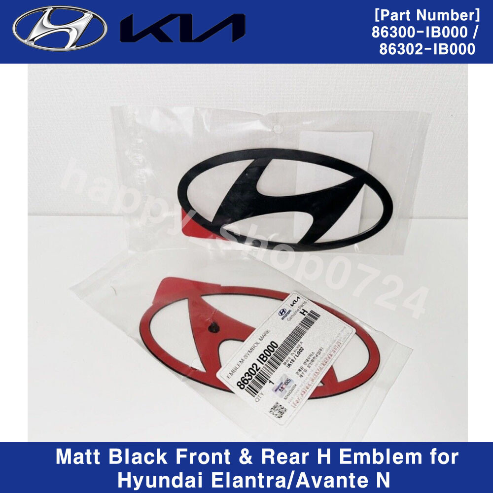 OEM 86300IB000 86302IB000 Matt Black Front & Rear H Emblem for Elantra Avante N