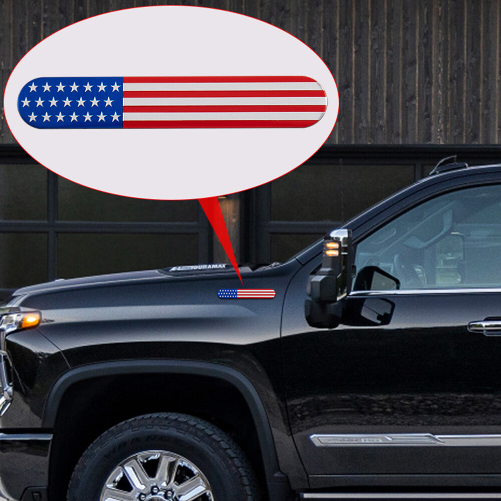 2PCS Cars Trucks 3D American Flag Emblem Metal USA Sticker Badge Decal 6 ” x 1 “