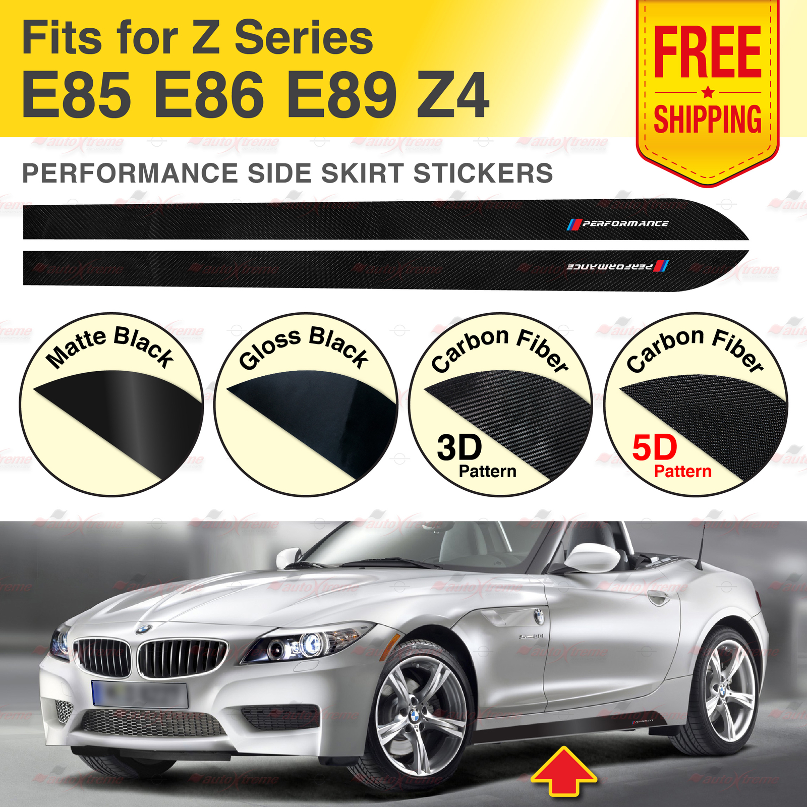 Racing Side Skirt Stickers Vinyl Decals Stripes for BMW E85 E86 E89 Z4 Z Series