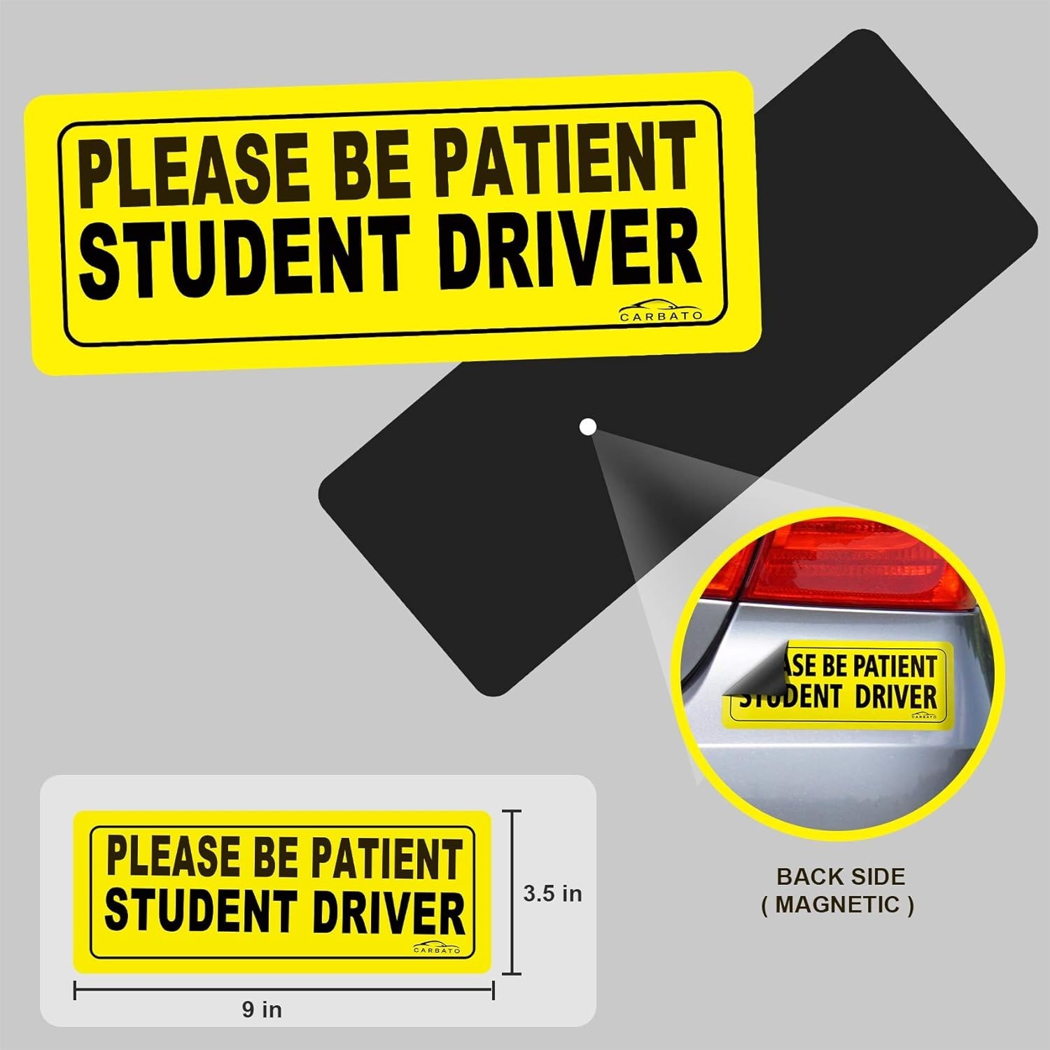 Weatherproof Student Driver Warning Magnets – Size 9×3.5 Inches for Visibility