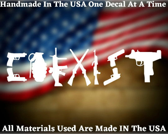COEXIST Spelled With Guns Vinyl Car Decal Bumper Sticker USA Seller