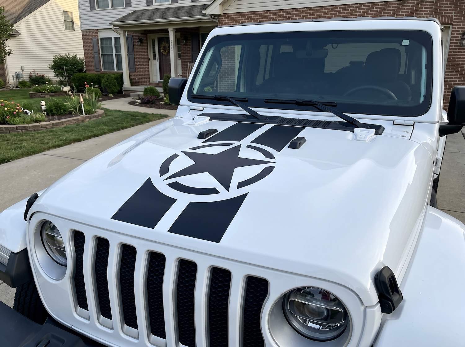 Star Stripe Hood Decal for Jeep Style Vehicles, Patriotic Vinyl Graphic Sticker