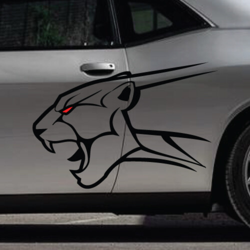 DS/PS Fits Challenger Prowling Cat Car Truck Vehicle Graphic Decal Side Sticker