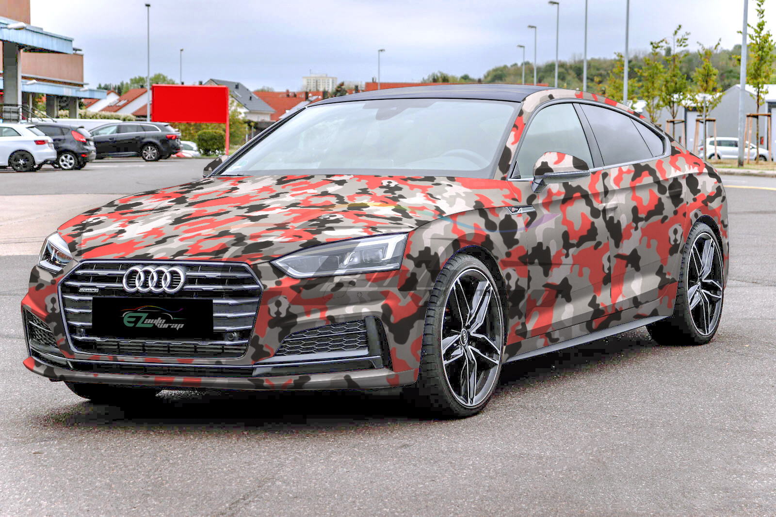 Premium Red Black White Gray Camouflage Desert Vinyl Sticker Wrap Decal Steet
