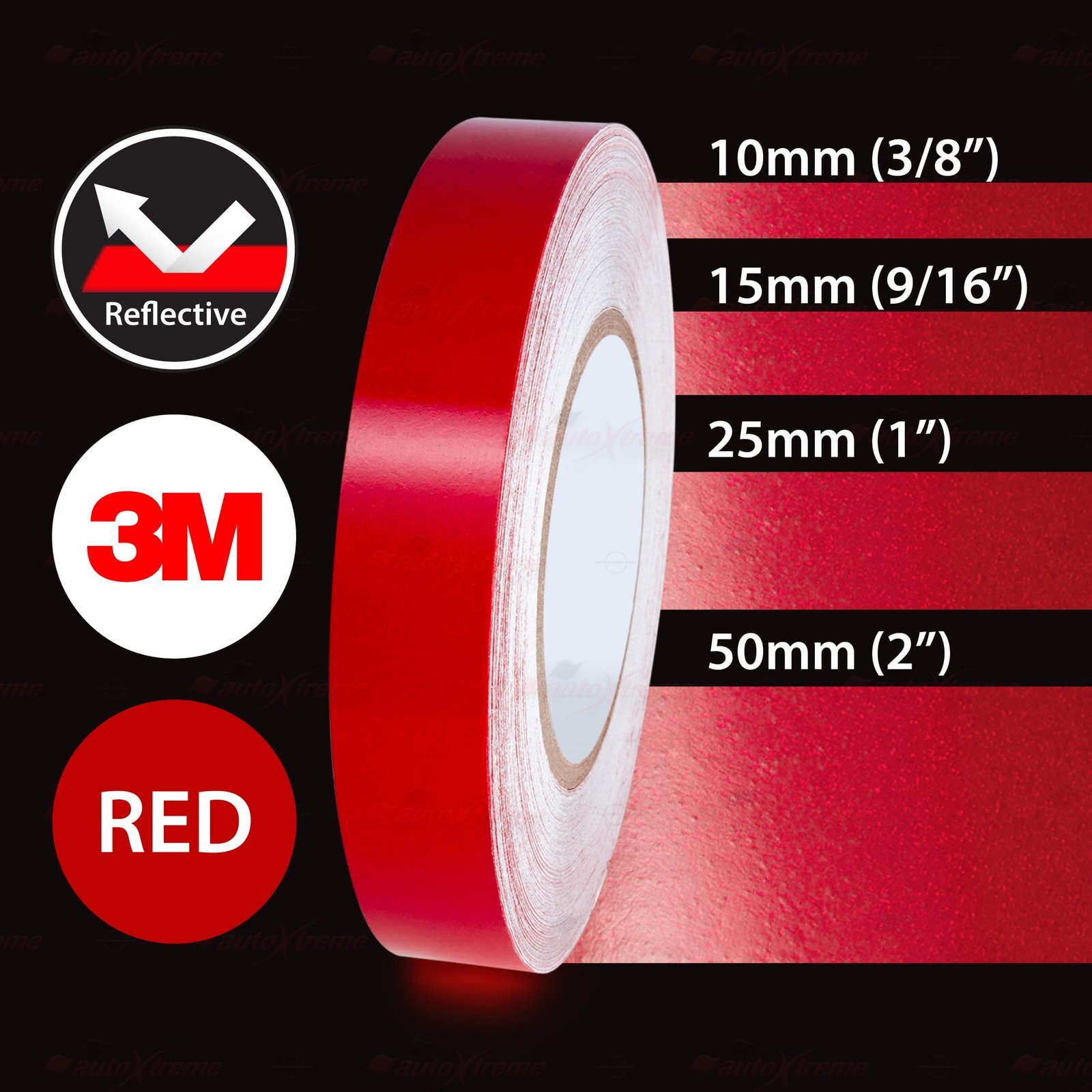 3M RED REFLECTIVE High Visibility Durable Strip Adhesive Roll Decal Tape Sticker