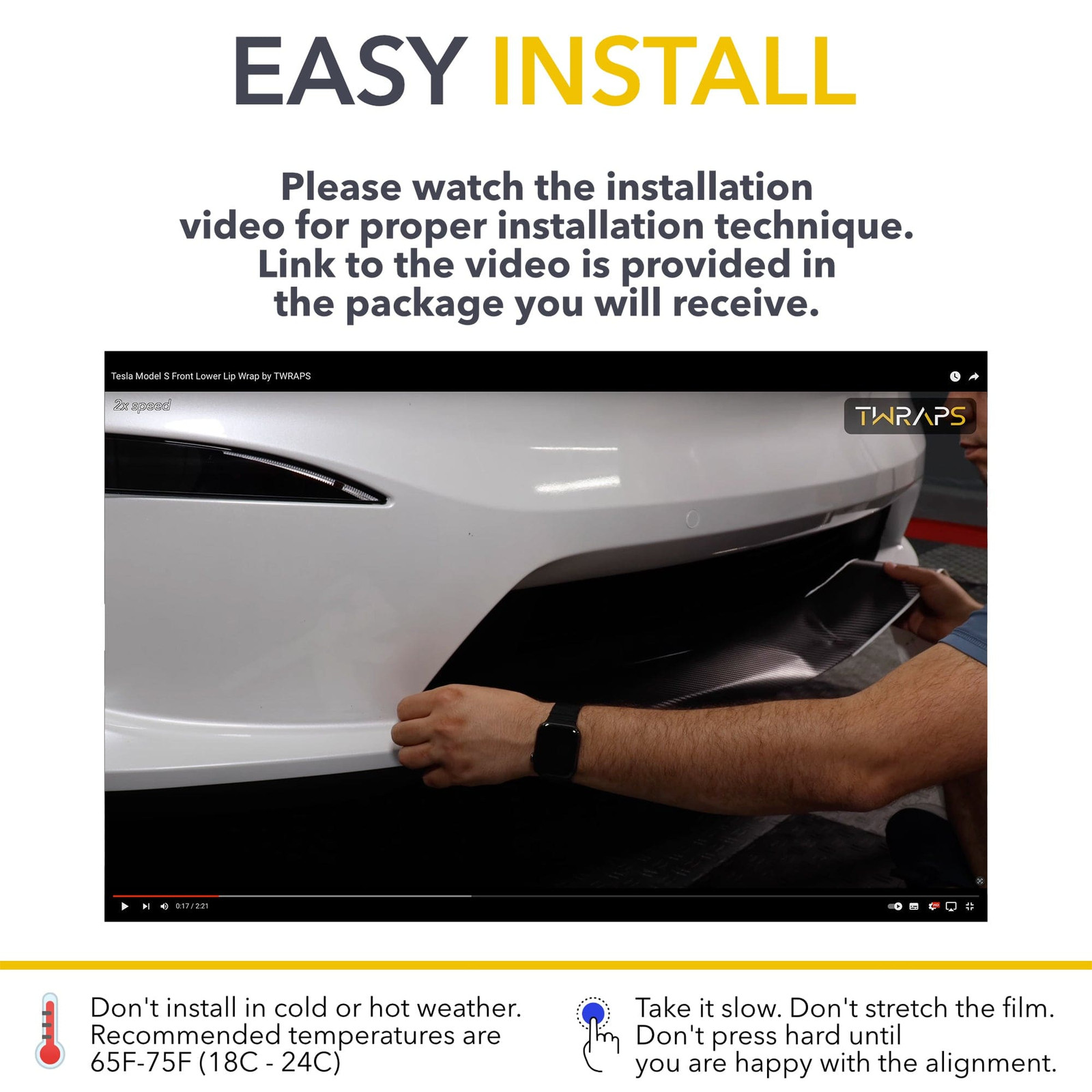 Front Lower Lip Wrap | Carbon Fiber Decal for Tesla Model S 2021-2025