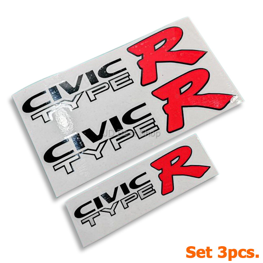 JDM Sticker Type R Racing Style Set 3pcs Side & Rear For Honda Civic EK9 3Dr 4Dr