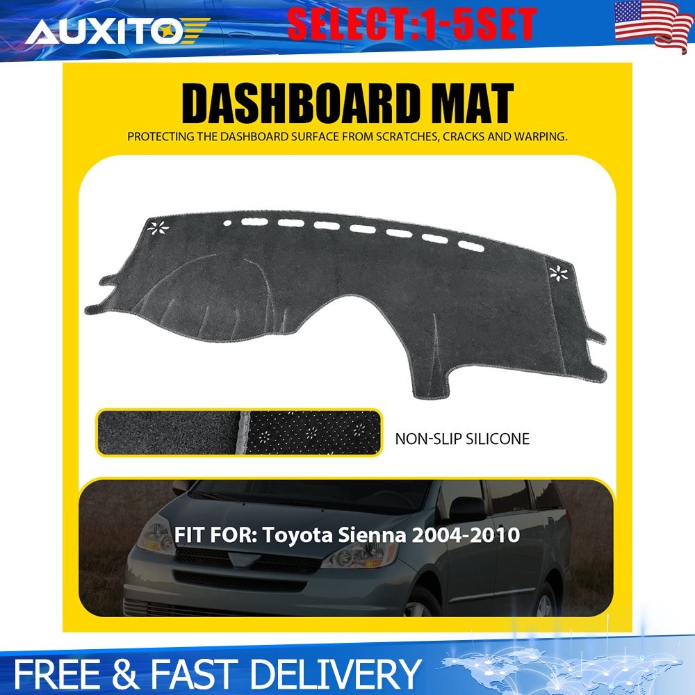 Gray Dash Cover Mat for Toyota Sienna 2004-2010 Sunshade Dashboard Pad 1-5X