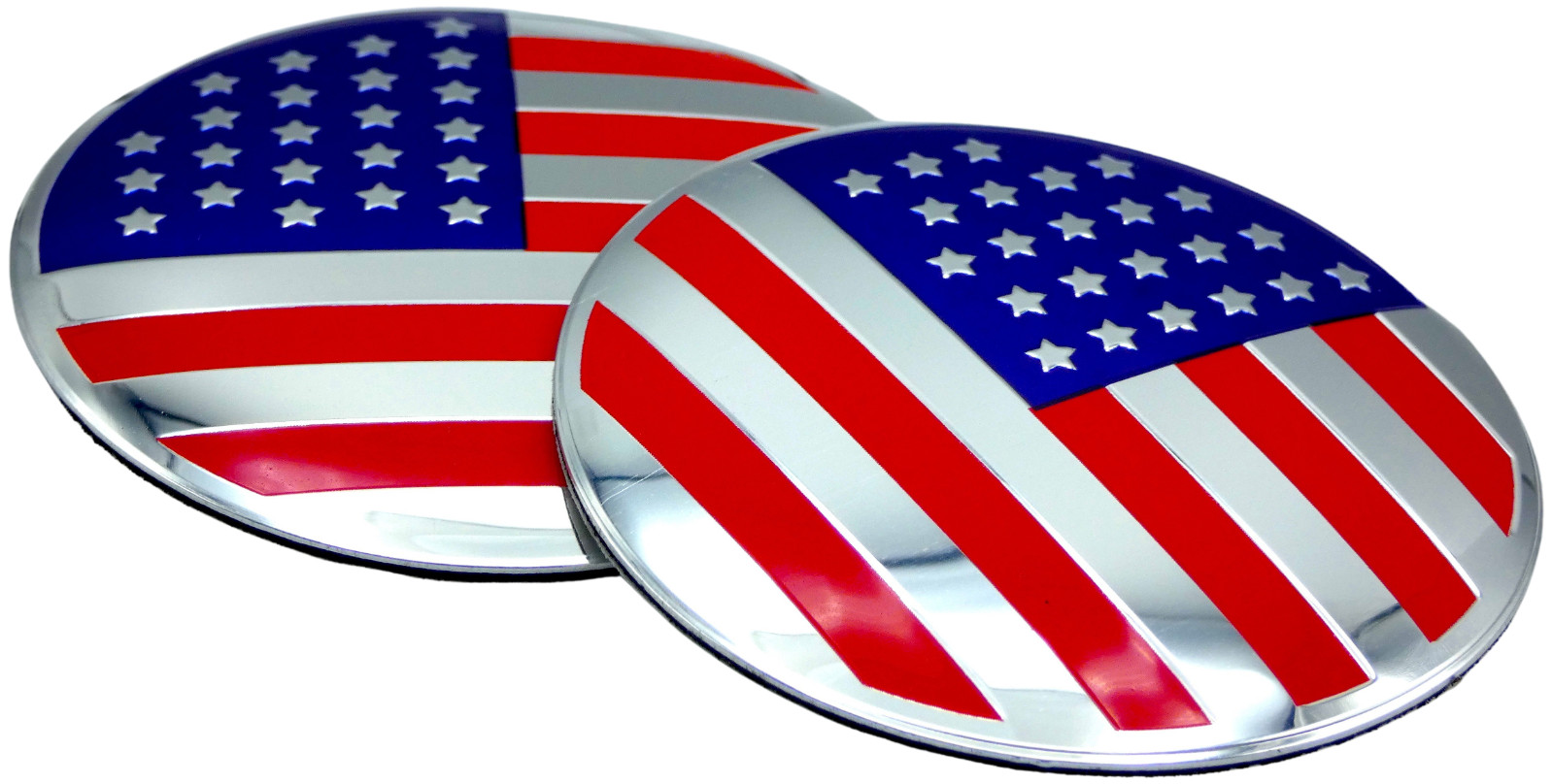 2x American Flag Sticker Decal Fender Emblem Aluminum Dome Shape Car Truck 2.20″
