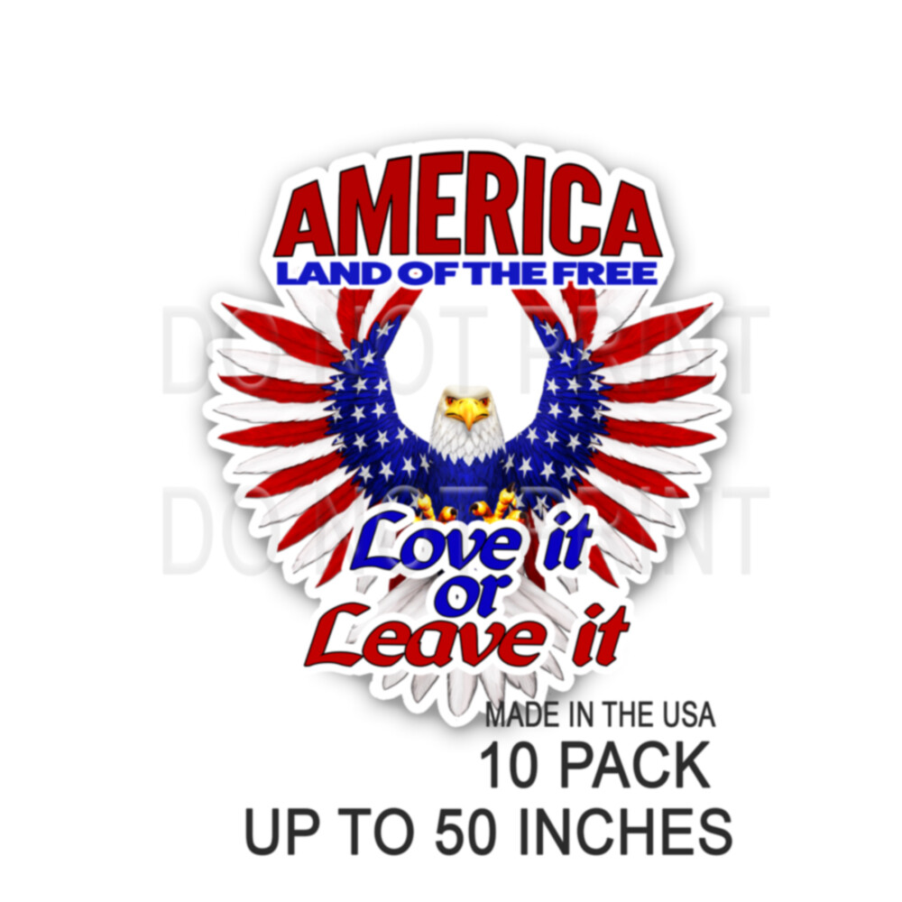 Eagle Love It or Leave It American Flag Land of the Free USA Decal Sticker Packs