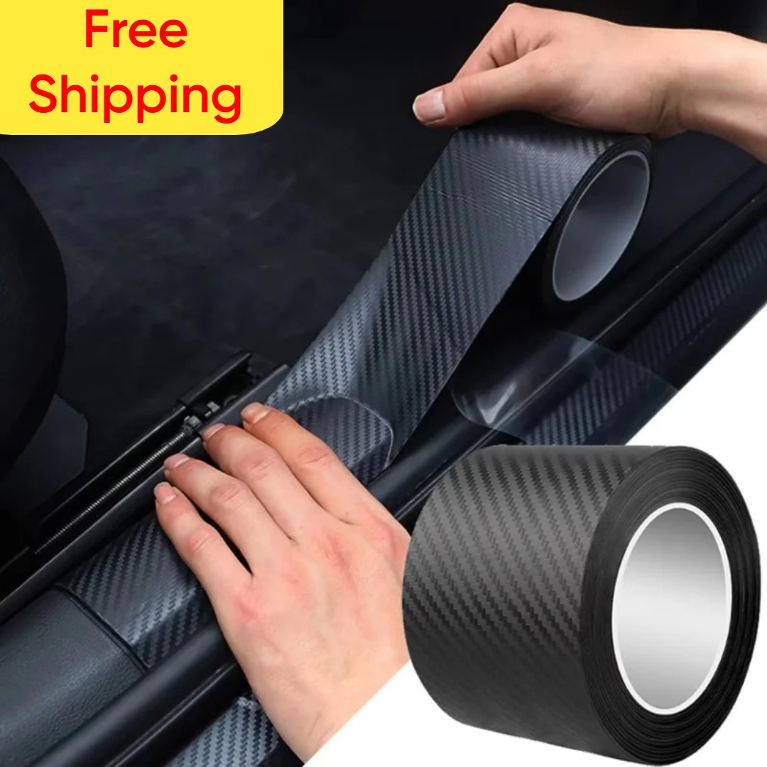 1-5m Carbon Fiber Adhesive Tape Car Door Sill Protector Strip Anti Scratch Scuff