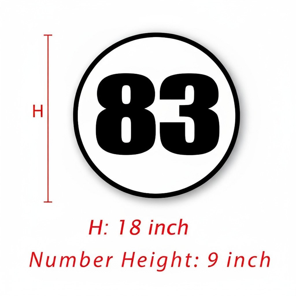 Custom Circle Number Plate 8″ 10″ 12″ Glossy Matte Sticker /Magnet Car Door x2