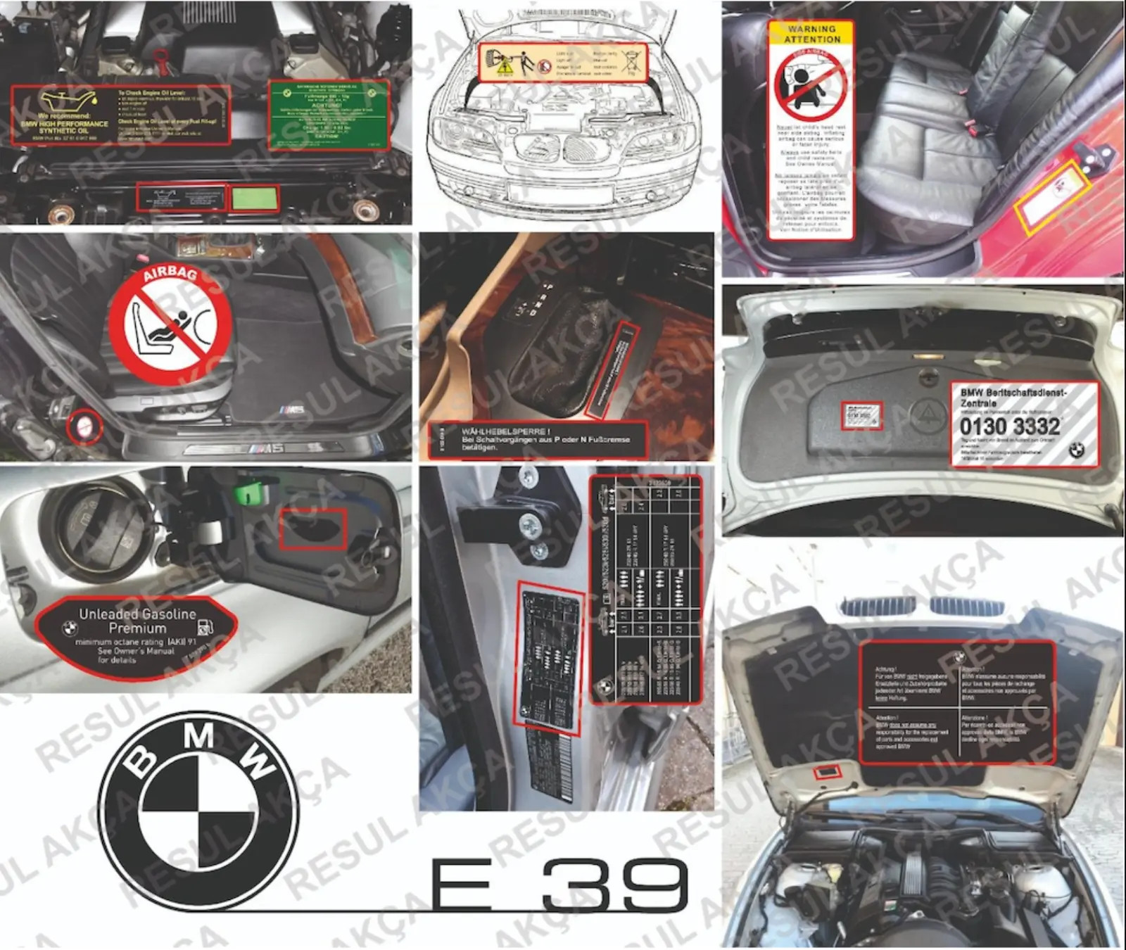 Decal Set Stickers For BMW E39 5 SERIES All Models Best Quality