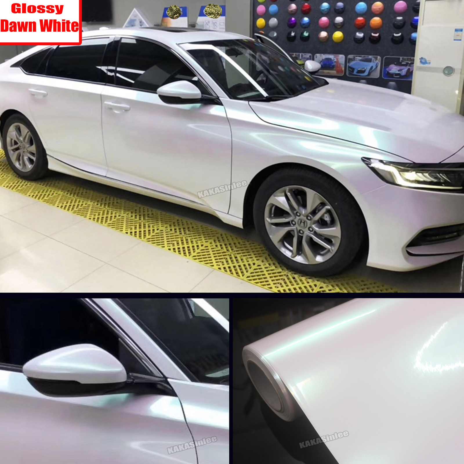 50FT X 5FT Car Wrap Dawn White Pearl Metallic Mirror Chrome Vinyl PVC Sticker US