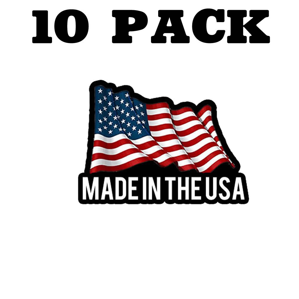 10 Pack Made In The USA Flag Sticker Decal 2″