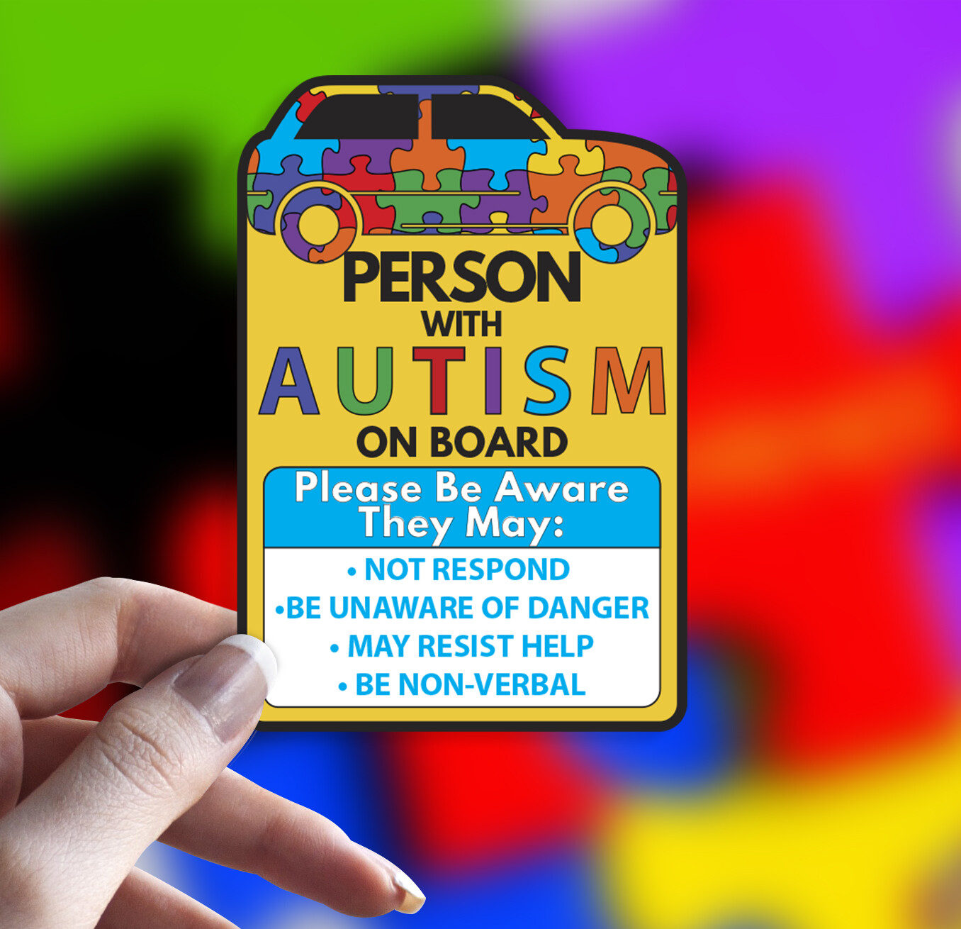 Autism Vinyl Decal Sticker Chose Wording Help Alert Responders
