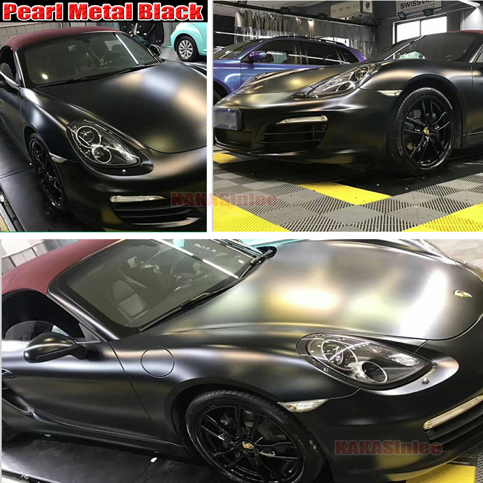 Air Free Stretch Car Pearl Metal Trim Satin Chrome Vinyl Wrap Sticker / Black US