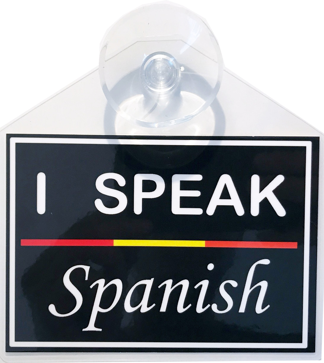 I Speak [language] Spanish French display decal with suction cup