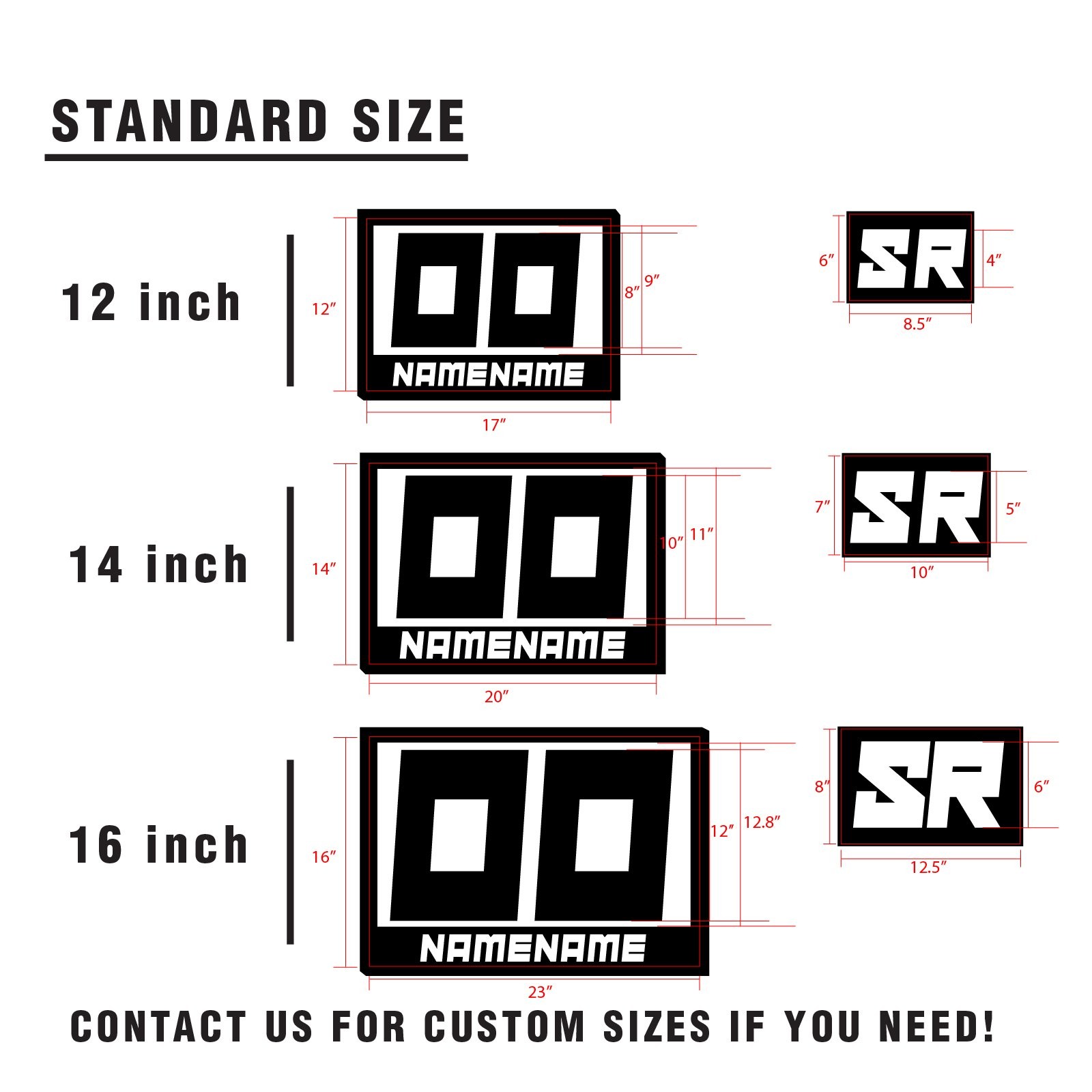 Custom Car Racing Number Class Sticker Matte x2 12″ 14″ 16″ – Style A Plate