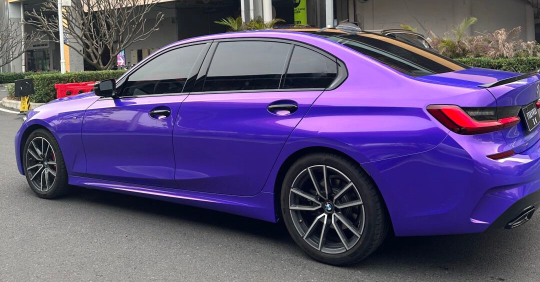 Purple Gloss Metallic Glitter PET Vinyl Film Wrap Sticker Decal Air Bubble Free