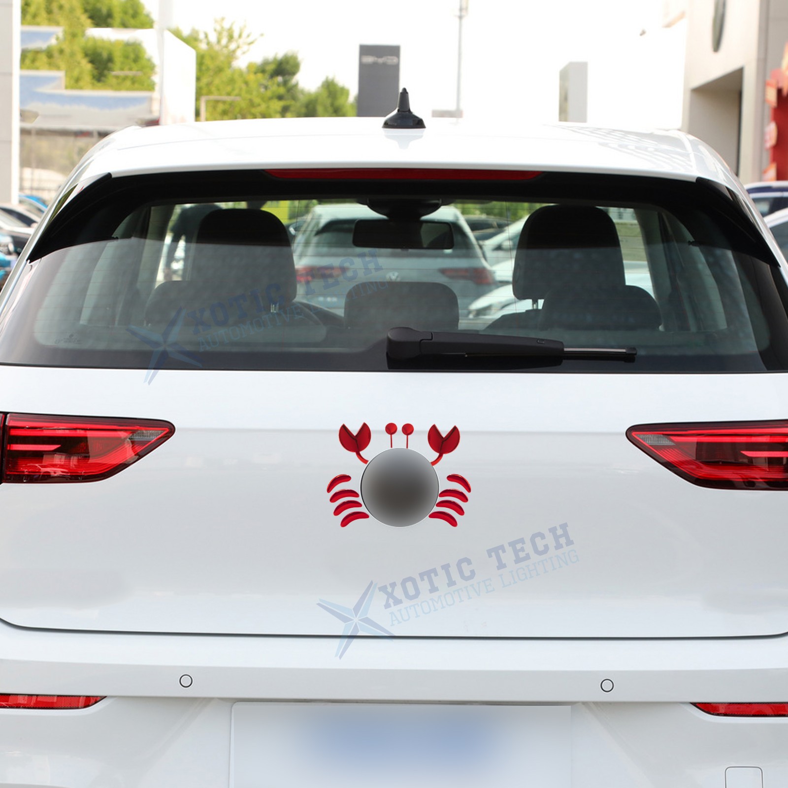Red 3D Cute Crab Style Sticker for Car Logo Decoration Exterior Waterproof 1PC