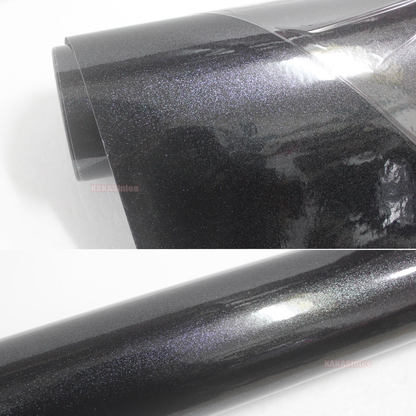 Bubble Free Diamond Black Car Pearl Glossy Glitter Vinyl Wrap Satin Sticker ABUS