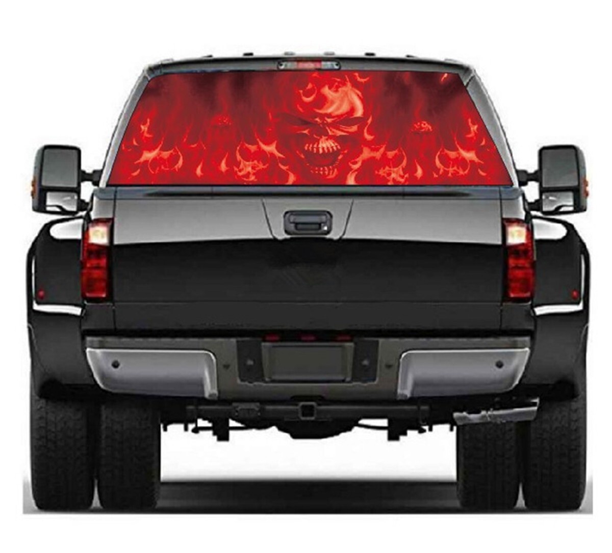 Flaming Skull Graphics Sticker Car Rear Windshield Vinyl Decal DIY Decoration