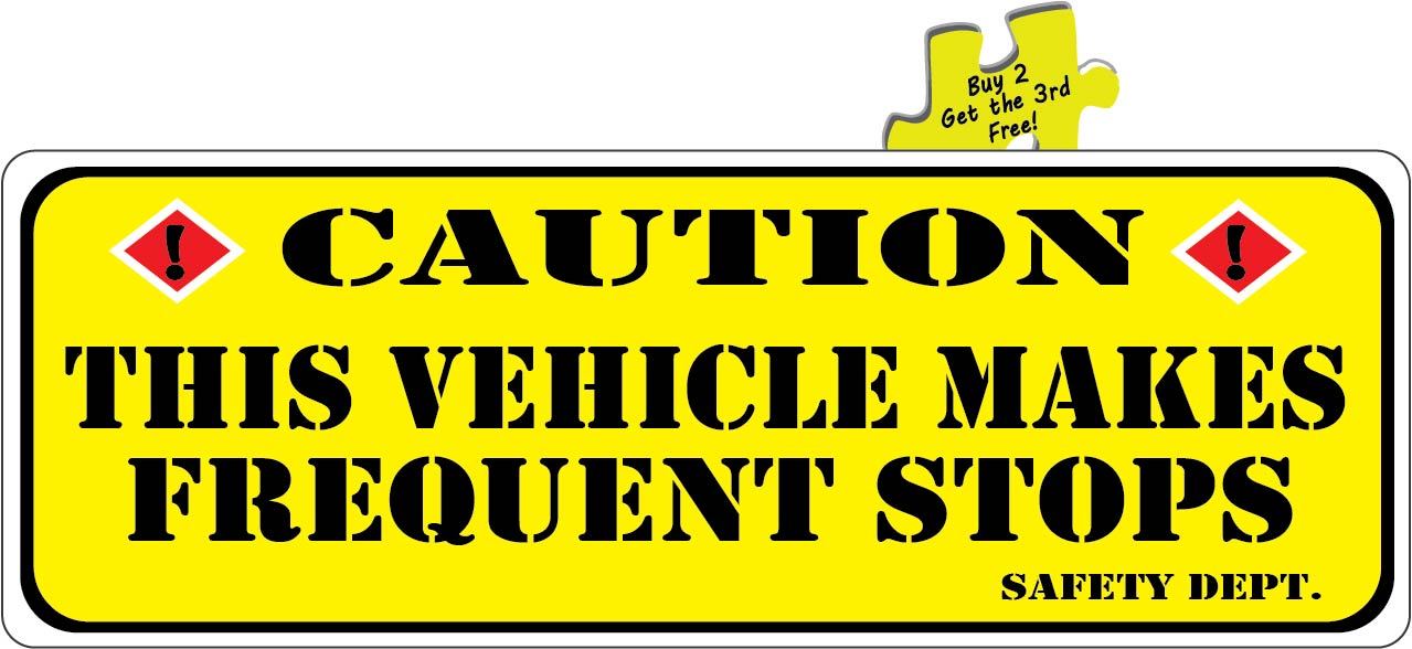 Caution Vehicle Makes Frequent Stops DOT Safety Truck Sticker 3.0″ x 8.5″ p458