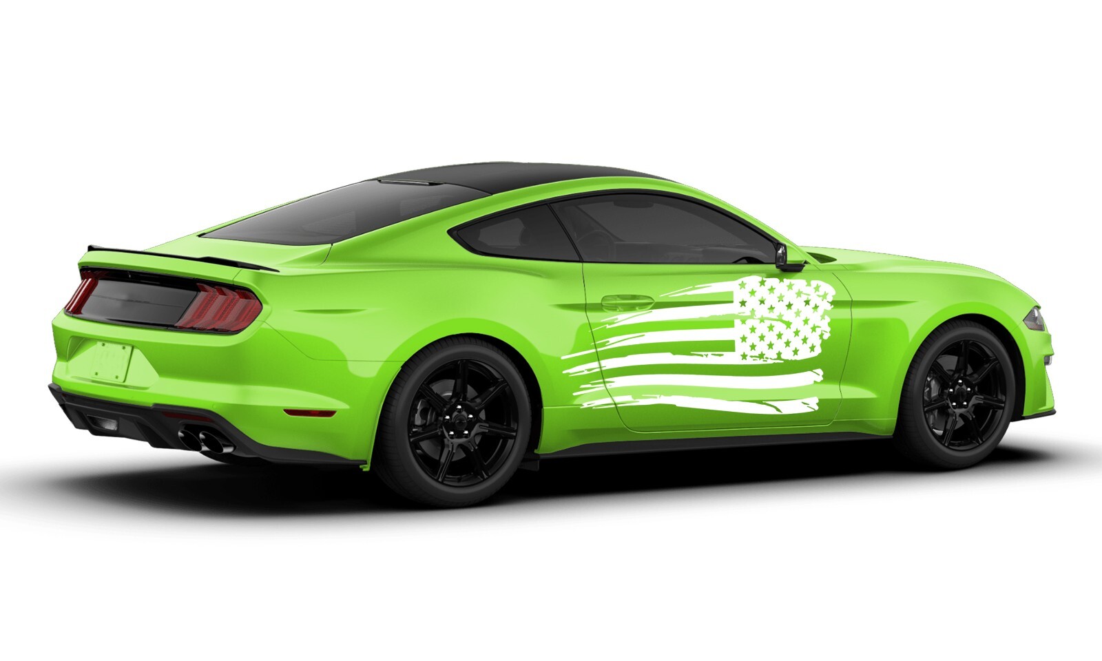 Side door US flag graphics stickers decals compatible with Ford Mustang