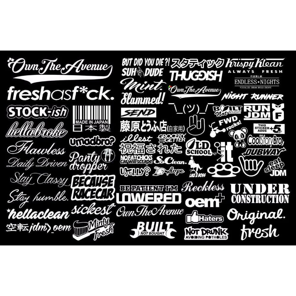 JDM Sticker Pack Vinyl 20 Random Stickers You Choose Color (Tgish+SH) #H5U