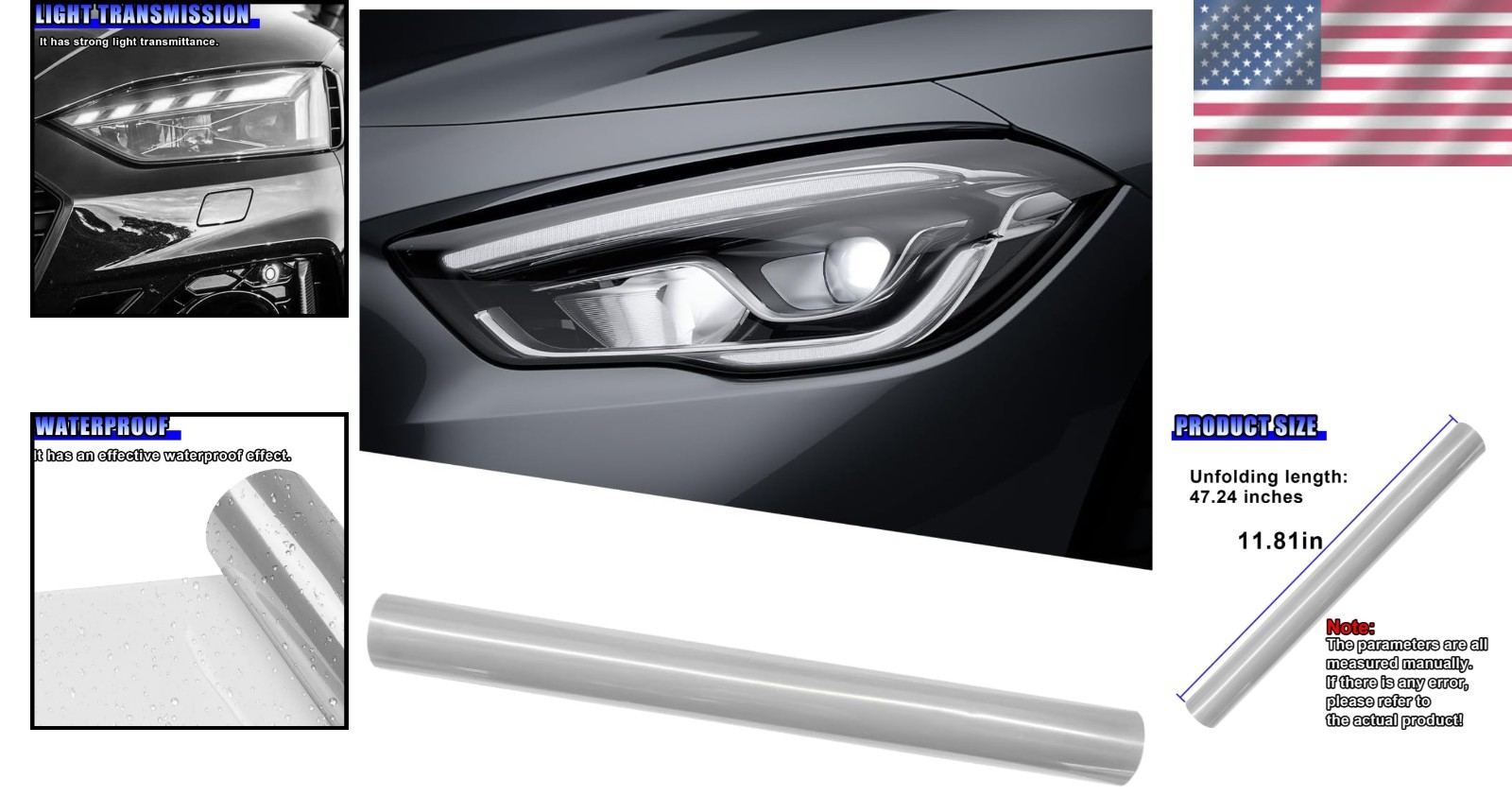 47” x 12” Fade-Resistant Car Tint Film – Easy Install for Lighting Accessories