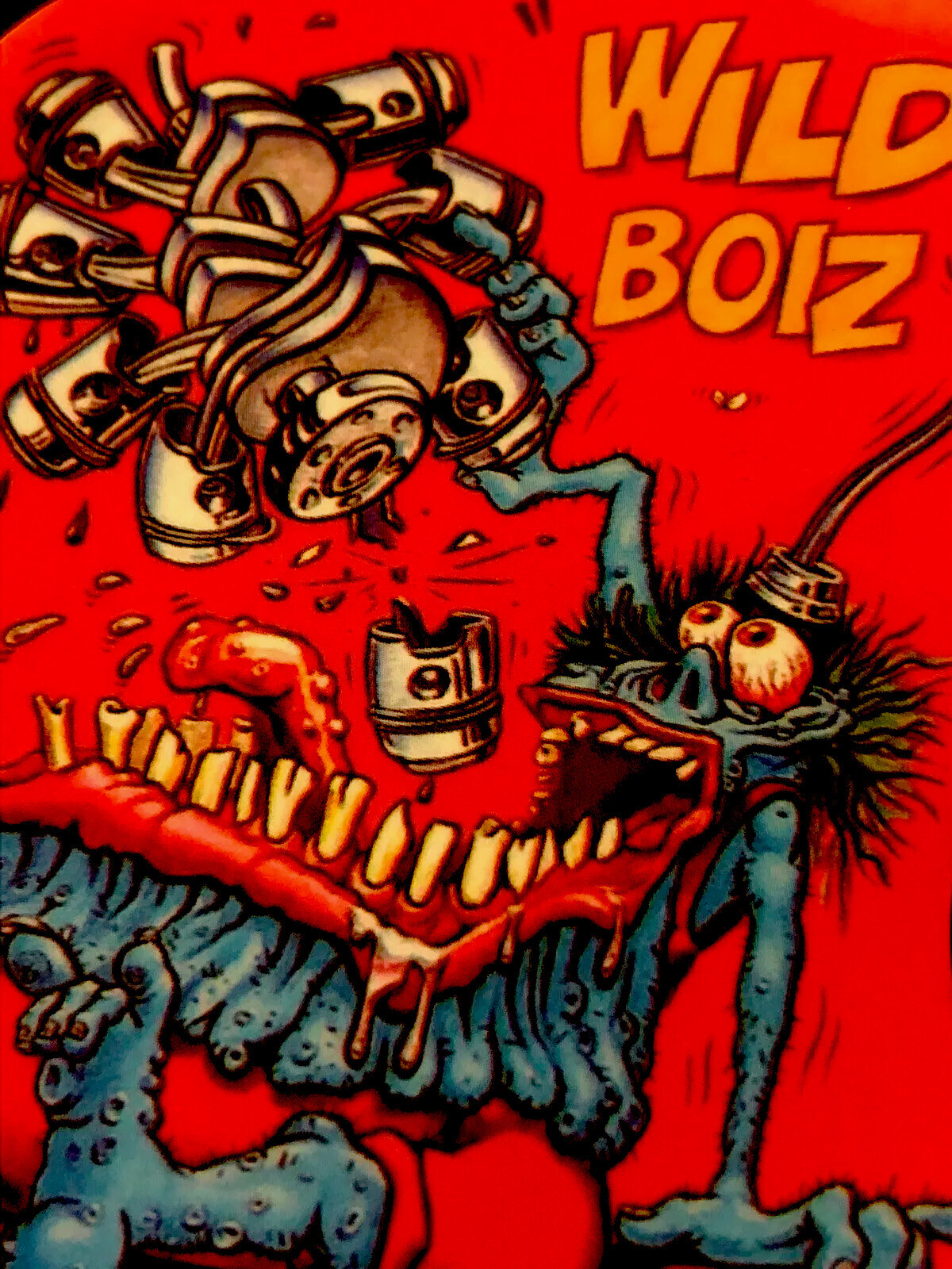 HOT ROD STICKER “WILD BOIZ” 3“ X 3 1/2” PISTON GOBBLER GLOSSY