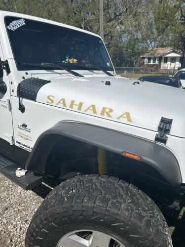 2x Jeep Wrangler SAHARA Hood Vinyl Decals Graphics Stickers JK Tan Brown FK2D2