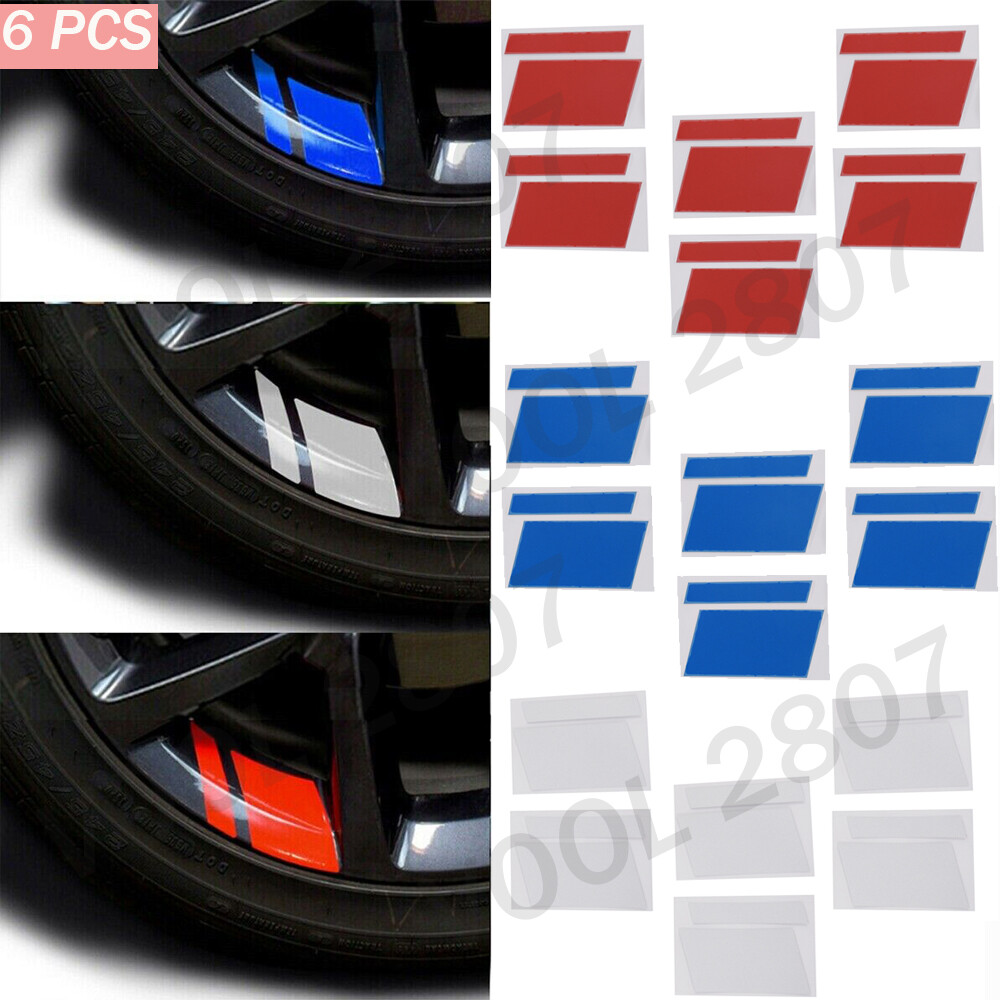 6PCS Reflective Car Wheel Rim Vinyl Decal Sticker Car Red Accessories 16″-21″