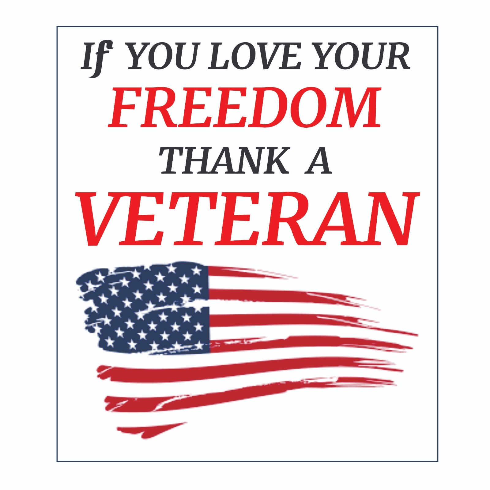 If You Love Your Freedom Thank A Veteran Sticker Decal / Bumper Sticker