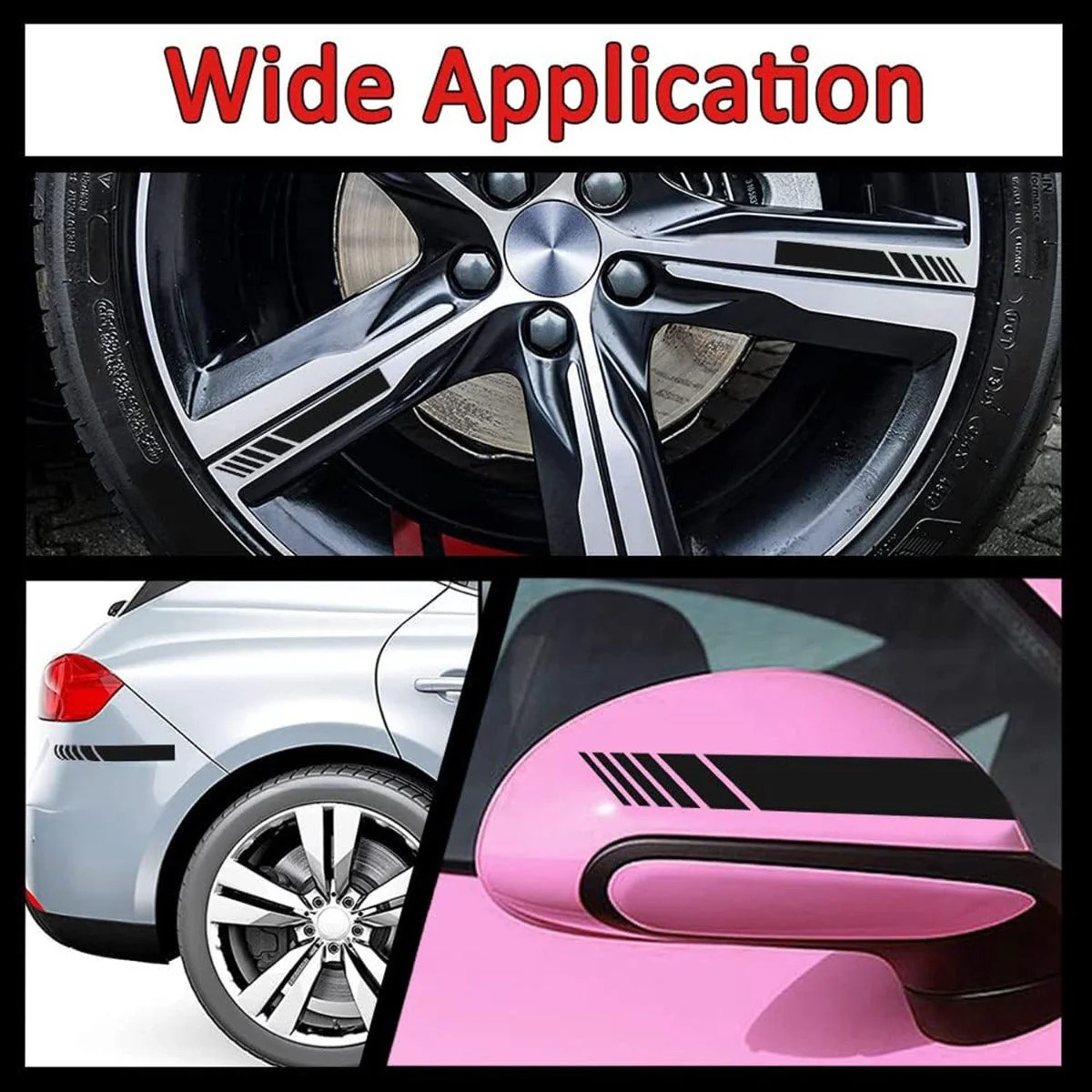2pcs Car Rear View Mirror Stickers Decor, Waterproof for Car Truck (Black)
