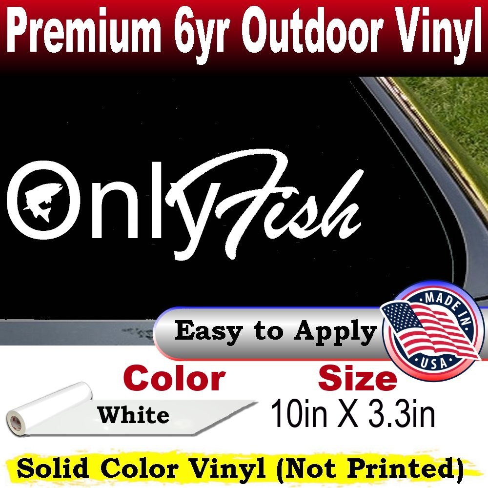 Only Fish Funny Fishing Car or Truck Window Laptop Decal Sticker White 10X3.3