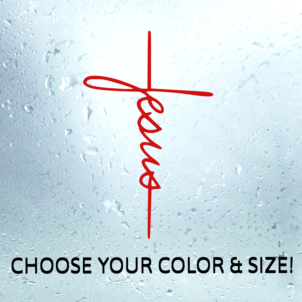 Jesus Cross Decal – Christian Car Sticker, Faith Vinyl, Religious Decor God Car