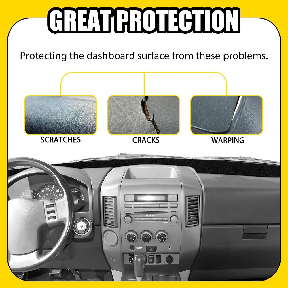 Black Dash Cover Mat Pad for Nissan Titan 2004-2012 Large Display Dashboard 1-5X