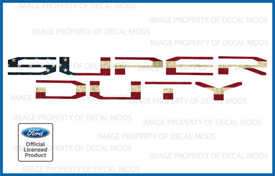 17 – 22 Ford F250 Super Duty hood grille Letters Decals Stickers USA FLAG WORN