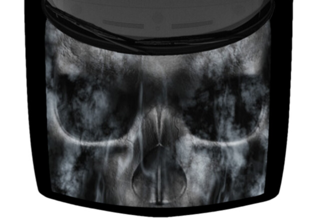 Grunge Skull Smoke Hood Wrap Truck Vinyl Decal Car 58×65 Graphic Grayscale Black