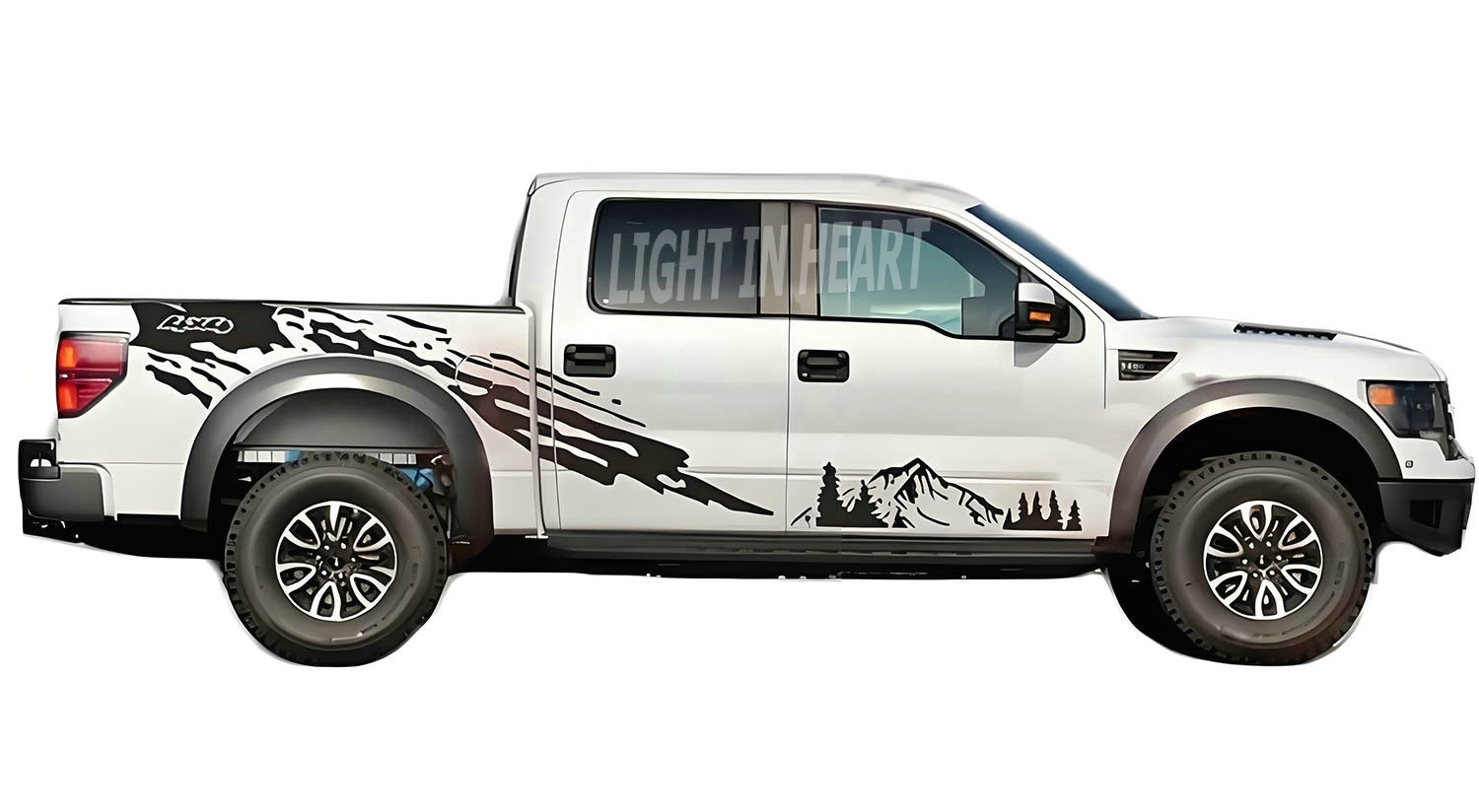 Fit For Ford Raptor F-150 Graphics Mountain Sticker Distorted Stripe Trunk Decal