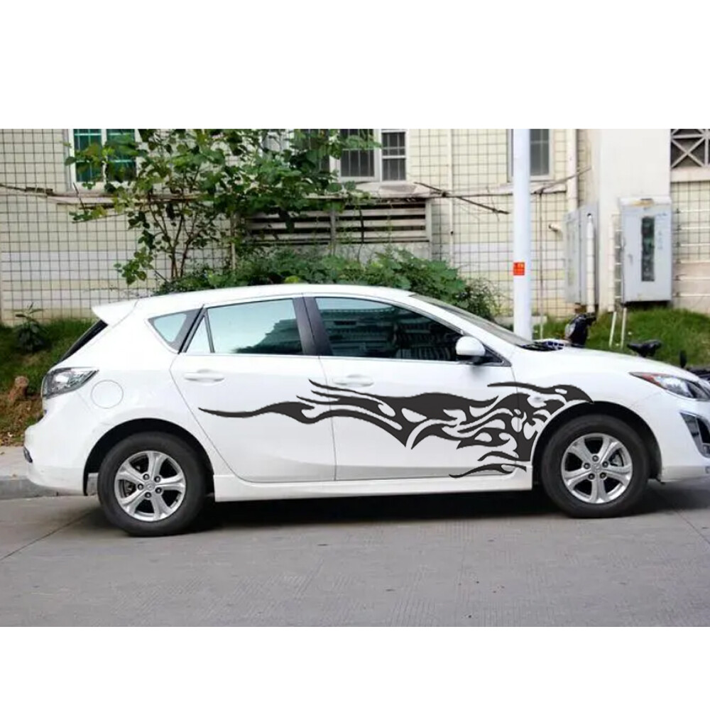 2x 280 X 42 CM Flame Graphic Side Skirts Body Door Decal Stickers For Most Car