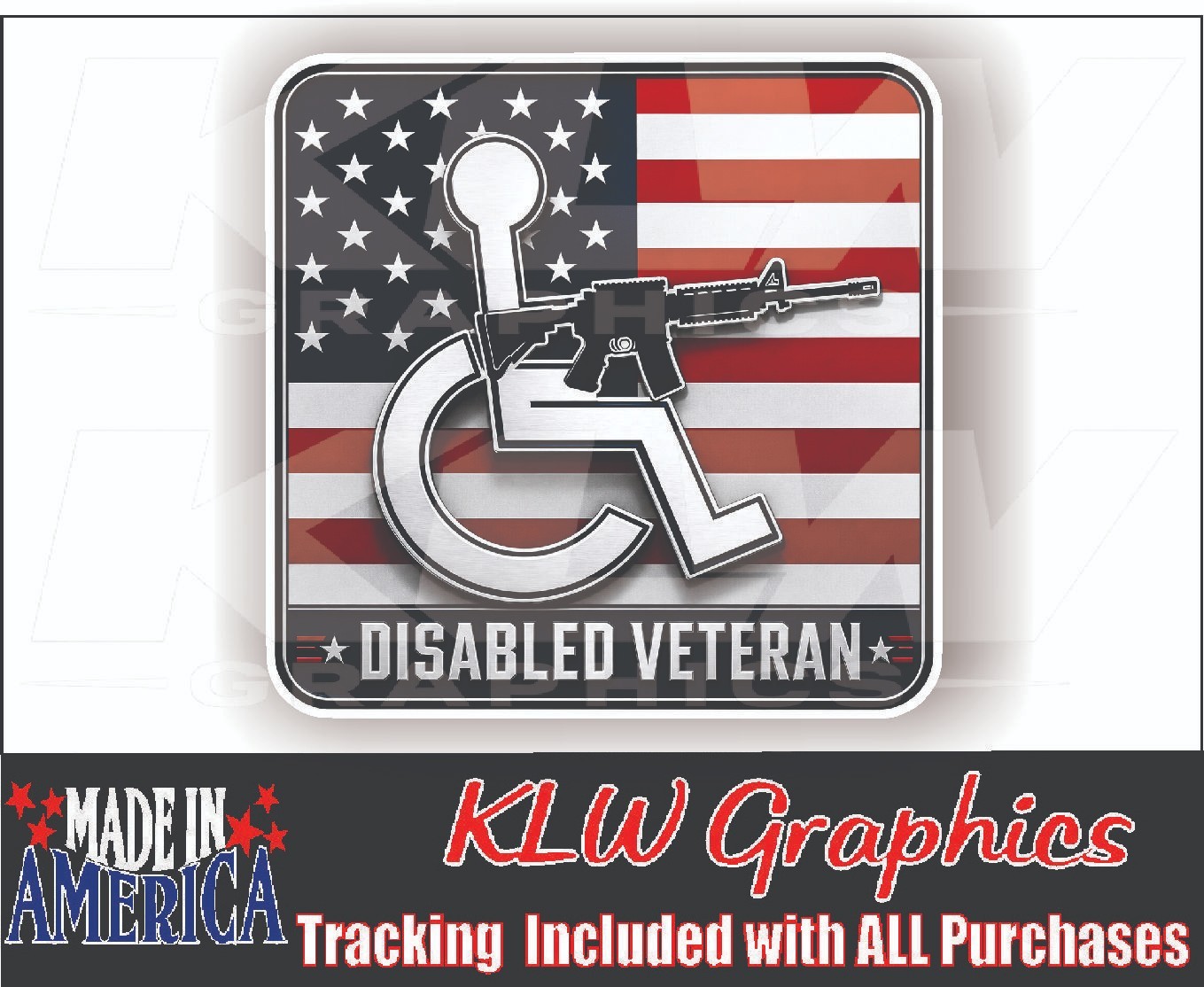 Wheel Chair Handicap Disabled Veteran Full Color Decal Sticker Gun Diesel Truck